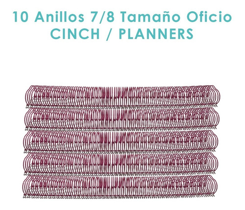 Anillos Planner Cinch 7/8 Paso 2:1, 10 Un, Tamaño Oficio