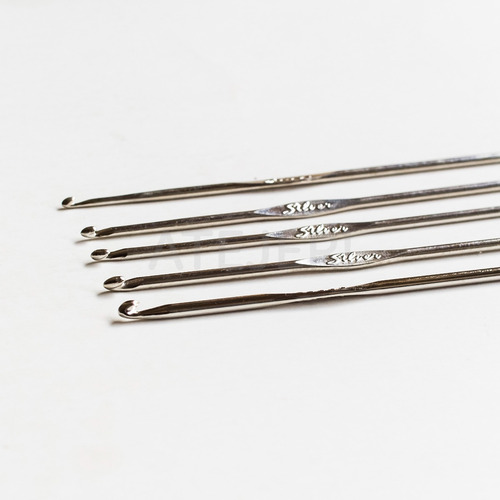 Imagen 7 de 7 de Set Agujas Crochet De Acero Marca Silver Por 19 Unidades