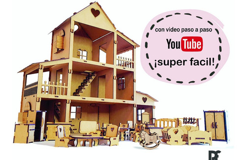 Casa Casita Muñecas Loly Fibrofacil + 40 Muebles Facil