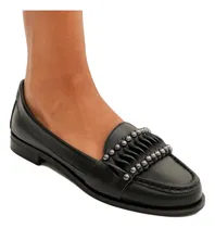 Comprar Mocasines Nauticos Mujer Cuero Perlas Chatas Chatitas Canela