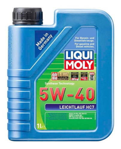 Aceite Liqui Moly 5w40 Leichtlauf Hc7 Sintético Para Auto 1l