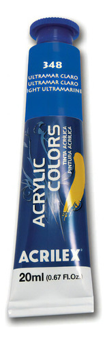 Acrílico artístico Acrilex acrylic colors 348 - ultramar claro fosco de 1 de 20mL  -  20mL