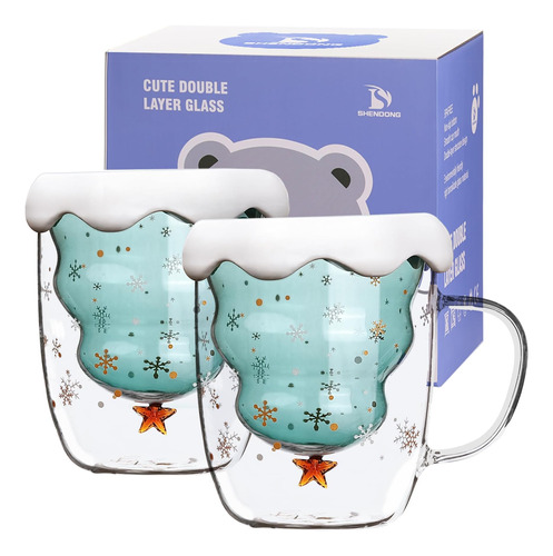 Shendong Tazas De Café Con Diseño De Árbol De Navidad, Linda