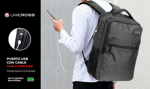 Imagen 2 de 6 de Mochila Portanotebook Unicross 18.5 Ejecutiva Reforzada
