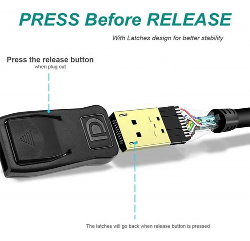 Imagen 3 de 5 de Cable Mini Displayport / Thunderbolt A Displayport 2 Metros