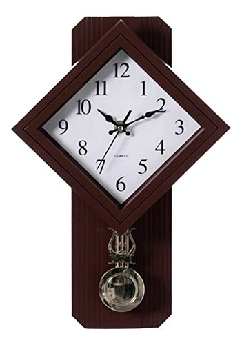 Reloj De Pared De Plástico Con Péndulo De Madera Marrón Para