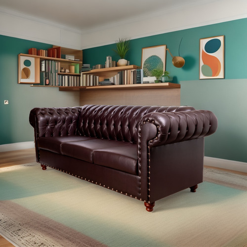 Sofa, Loveseat Y Sillón Sala Capitonada Vintage