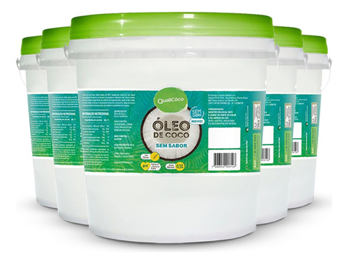 Kit 5 Óleo De Coco Sem Sabor Qualicoco 1 Litro