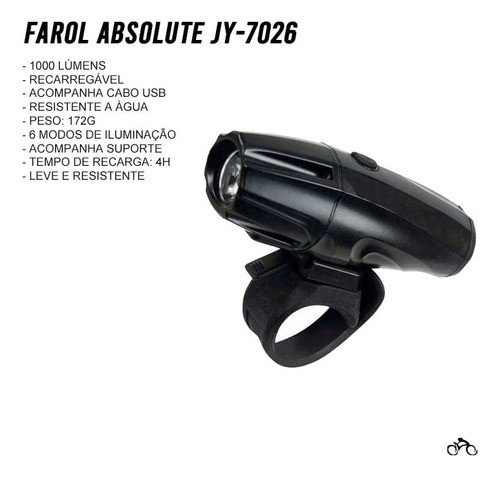 Farol Para Bike Absolute Jy-7026 1000 Lúmens Usb Led 12x