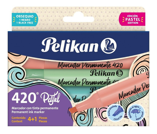 Marcadores Permanente Pastel Pelikan 420 X 4 Uds