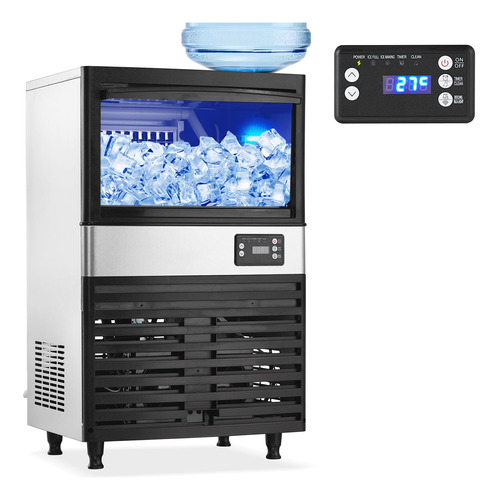 Máquina Hielo, 130 Lb/24h, 26 Lb Alm, Acero Inox, Azul, Inde