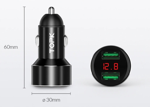 Cargador Rapido Celular Carro 3.1 Amp Dos Salidas + Led