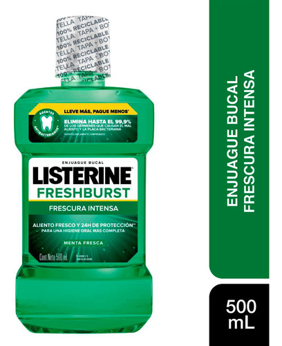 Enjuague Bucal Listerin Freshburst Frescura Intensa 500 Ml