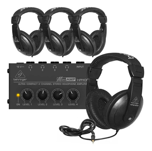 Kit Amplificador Auricular Behringer Ha400 Auricular Hpm1000