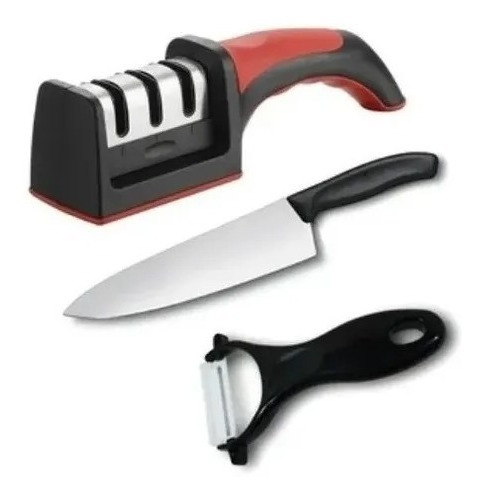 Kit Afilador De Cuchillos Set  + Cuchillo + Pela Papas