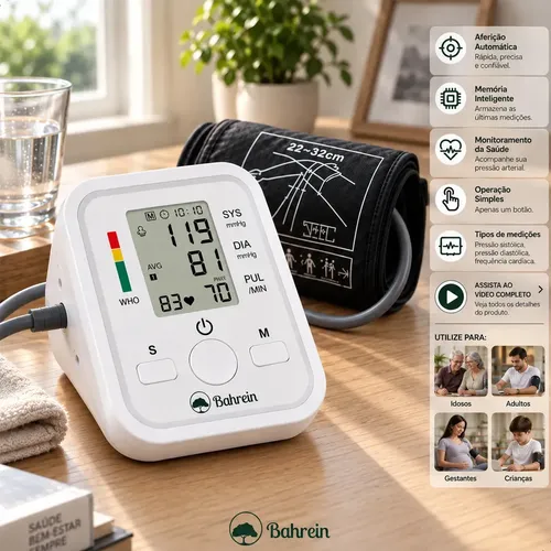 Aparelho de Pressão Digital Medidor de Pressão Arterial de Braço Automático com Manguito Ajustável