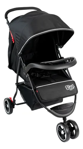 Carrinho De Bebê 3 Rodas Passeio Até 15kgs Styll Baby Cor Preto Chassi Preto