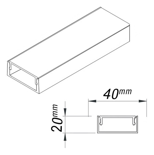 Kit Perfil Sobrepor 2m 40x20 + Fita 240 Leds Dupla + Fonte