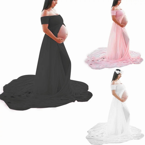 Imagen 6 de 8 de Vestido Maternal Sesión De Fotos Embarazadas Manga Corta