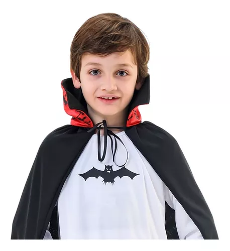 Fantasia Drácula Vampiro Halloween Infantil Roupa + Capa - 7 Artes