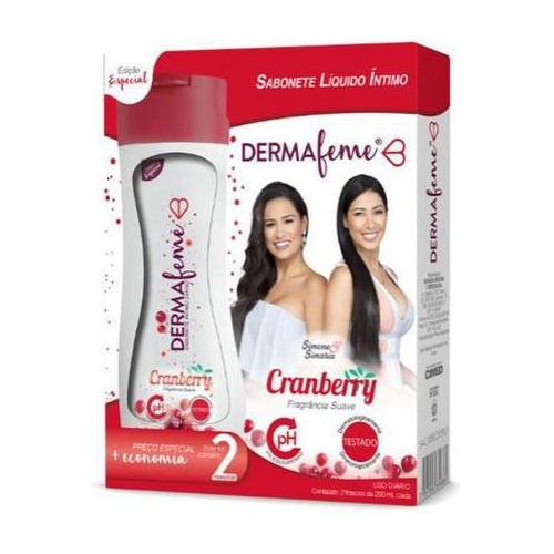 Sabonete Íntimo Dermafeme Cranberry 2x200ml - Higiene Diária