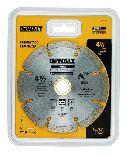 Disco Diamantado Segmentado 4,5  Dewalt Dw47452hp