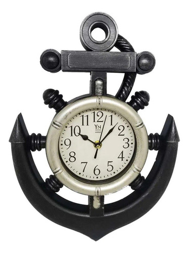 Relógio De Parede Timão Ancora Decoração Retro Marinheiro