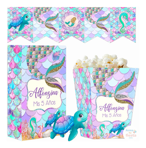 Kit Imprimible Cola De Sirena Personalizado