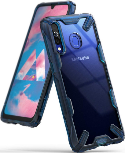 Funda Galaxy M30 Ringke Fusion X Tpu Ergonómica Transparente Color Azul
