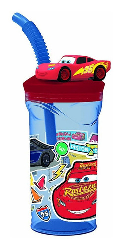 Vaso Rayo Mcqueen Cars 3d Tapa Sorbete 360ml Infantil Toyz Azul/rojo