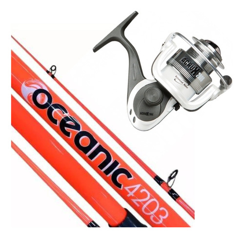 Combo De Lance Mar Caña Waterdog 420 En 3 Tramos Reel Kunnan