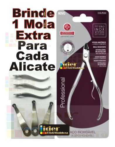 Alicate 777 Mundial De Cuticula Profissional Inox + 1 Mola