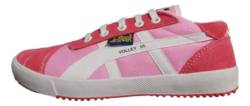 Tenis Ac Tiger Volley Color Rosa Rayas Blancas ( 55 )