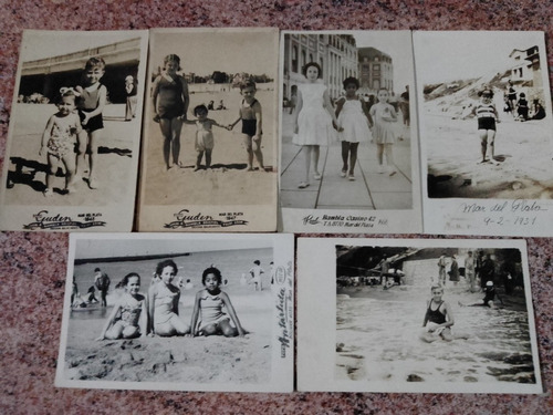 6 Fotos Antiguas Niños En La Playa, Mar Del Plata Desde 1930