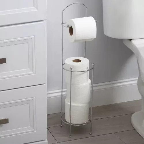 Porta Rollo De Pie Para Papel Higienico Cromado Baño Alto