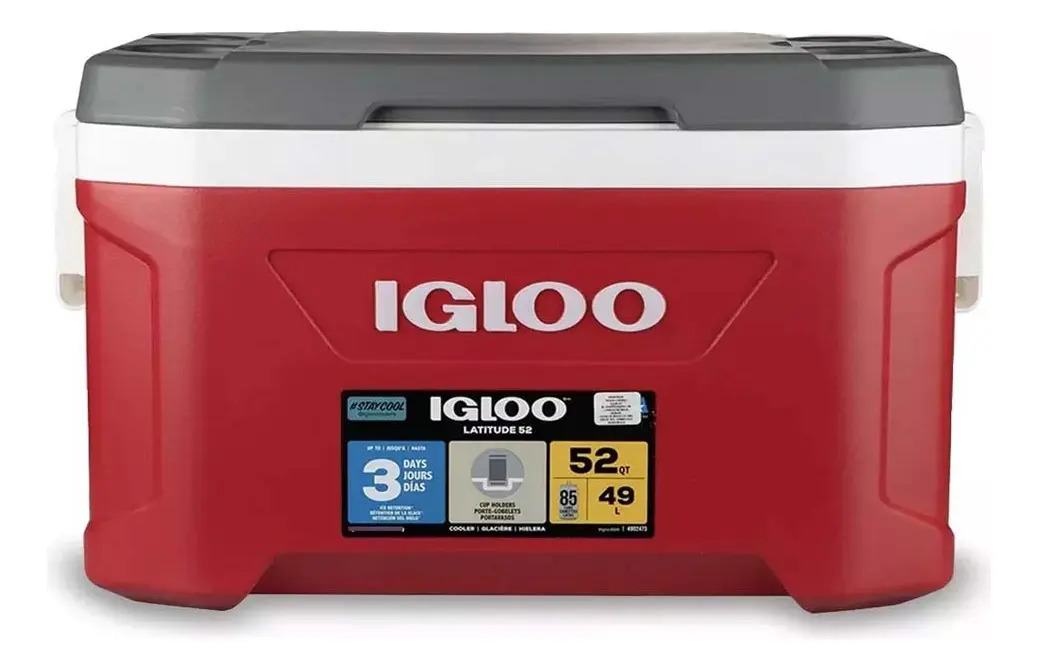 Hielera 52 Qt Latitude Roja Industrial 85 Latas Igloo Color Rojo