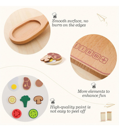 Set De Cocina Para Niños, Accesorios De Cocina De Madera, Ni