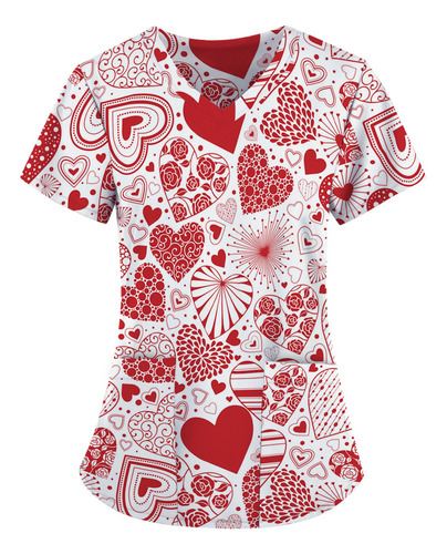 Camiseta M Para Mujer Con Estampado De San Valentín, Manga C