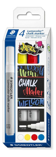 Marcador Giz Liquido Staedtler Chalk Marker 4 Cores Cor Variadas