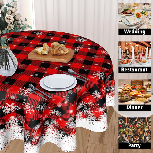 Mantel Ronda De Navidad Kawani 60 Pulgadas Rojo Rojo Búfalo