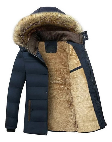 Parka De Forro Polar Térmico Grueso Para Hombre