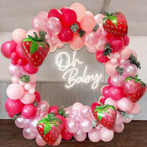 Kit De Arco De Globos De Fresa Fiesta Decoración Cumpleaños