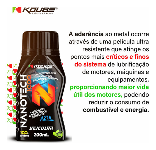 Koube Lubrificante Aditivo Reduz Atrito Metal Motor Nanotech