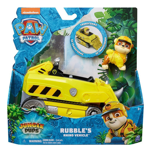 Juguete Vehiculo Paw Patrol Jungle Pups Transformable Figura Color Rubble