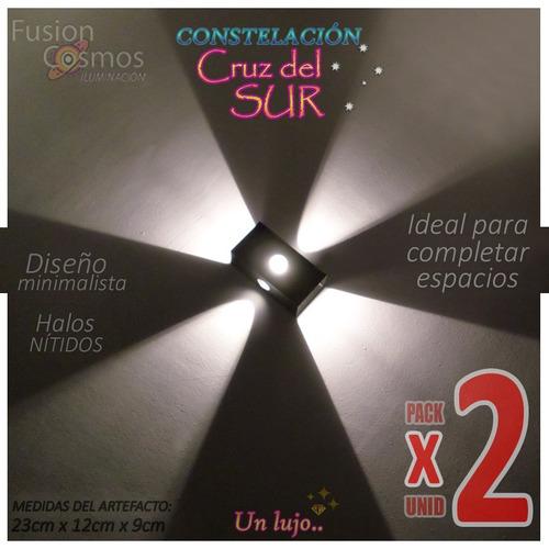 Difusor Aplique Luz Pared Interior Efecto 4 Rayos Pack X 2u Decoracion Iluminacion Brillante Efectos Bar Resto Full Spot