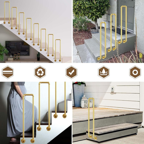 Outdoor Hand Rails For Steps, Fit 1 Or 3 Steps Exterior Stai