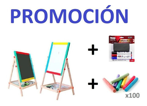 Pizarra Infantil 2 En 1 + Marcadores + Borrador + 100 Tizas