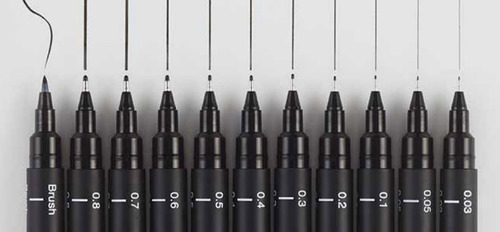 Imagem 6 de 6 de Caneta Uni Pin Nankin Preta 12 Unidades 0.03/ Brush Uni Ball