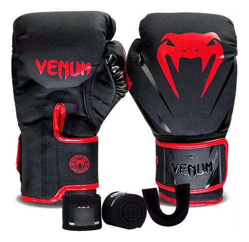 Kit Luvas De Boxe New Impact Evo Vermelho Band +bucal Venum 