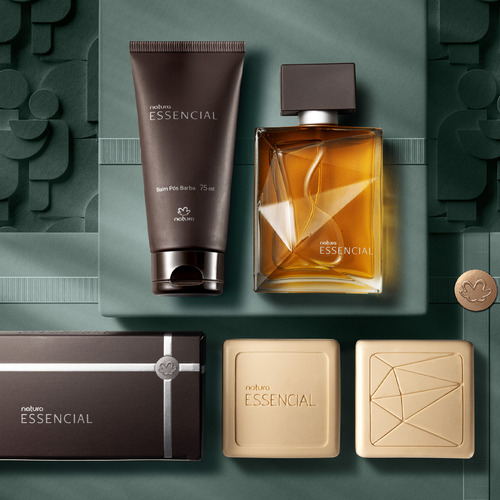 Kit Presente Natura Essencial Para Barbear - Perfume 100ml, Balm Pós-barba, Sabonete